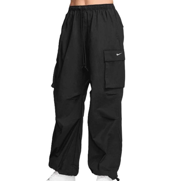 Nike Pants - Nike Oversized Ripstop Cargo Mid-Rise Pants Black Womens XL Drawstring Ankle